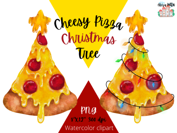 Cheesy Pizza Christmas Tree Illustration