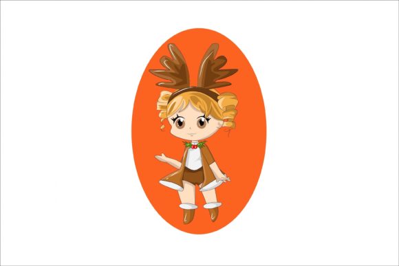 Chibi Christmas with Deer Costume Illustrations