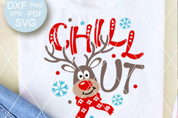 Chill Out Christmas Reindeer Antlers Illustration