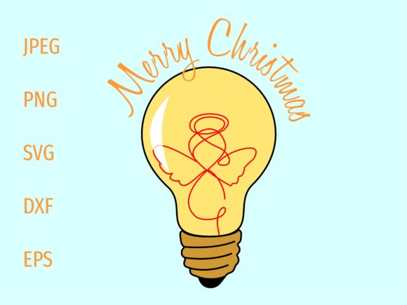 Christmas Angel in a Light Bulb Lights Illustration Review