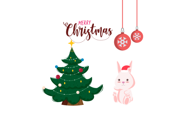 Christmas Animal Rabbit Illustration for Handmade Creations