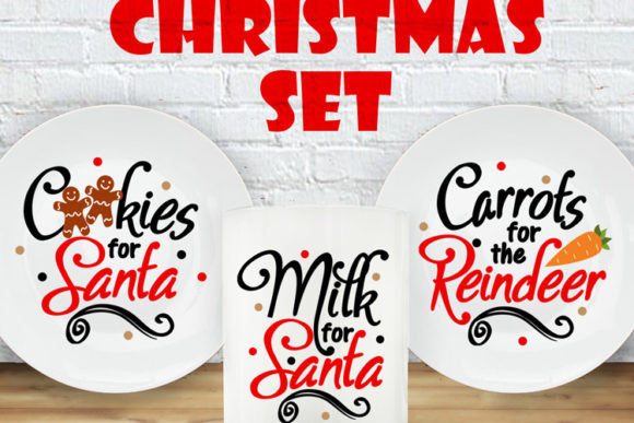 Christmas Bundle Cookies Milk Carrots Illustrations
