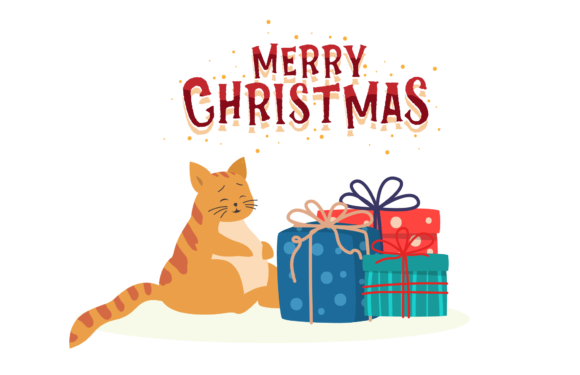 Christmas Cat Illustration for Festive Design Projects