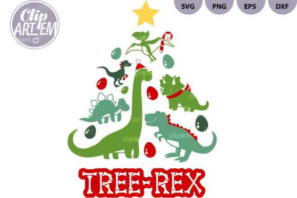 Christmas Dino Tree PNG Illustration for Creative Projects