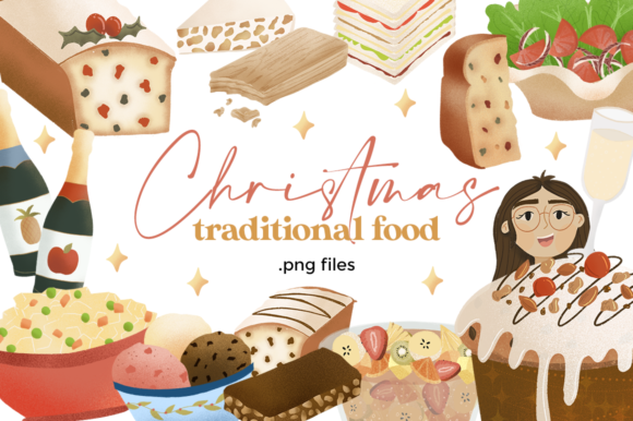 Christmas Food Clipart Set for Illustrations
