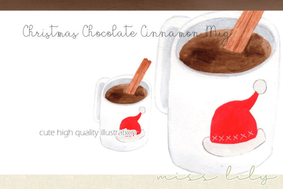 Christmas Hot Chocolate and Cinnamon Mug Illustrations