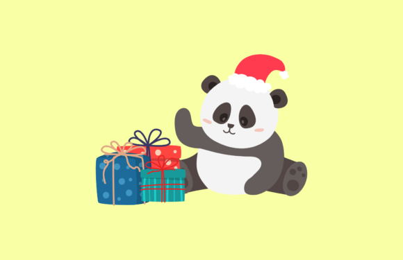 Christmas Panda Cute Illustration for Website and Editorial Use