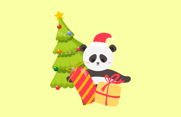 Christmas Panda Winter Illustration Review for Branding and Marketing