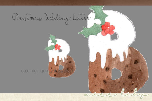 Christmas Pudding Letter B Illustrations for Crafting