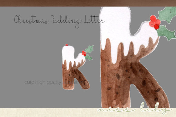 Christmas Pudding Letter K Illustrations for Digital Publishing