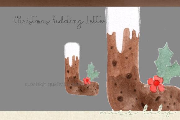 Christmas Pudding Letter L Illustrations for Design Projects