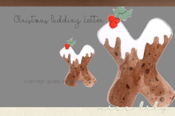 Christmas Pudding Letter X Illustrations for Content Publishing