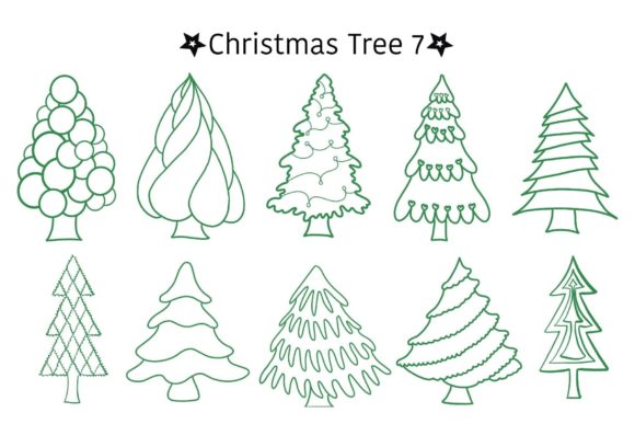 Christmas Tree Set 7 Illustrations for Local Business Branding