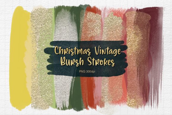 CHRISTMAS VINTAGE BRUSH STROKES CLIPART for Editorial Design