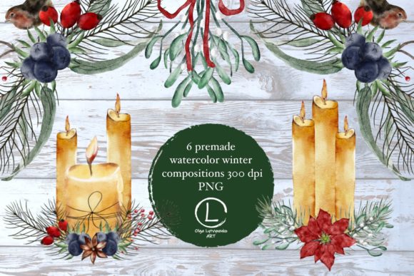Christmas Watercolor Compositions PNG for Branding and Packaging