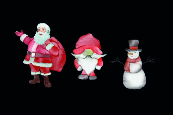 Christmas Watercolor Illustration Print for Commercial Use