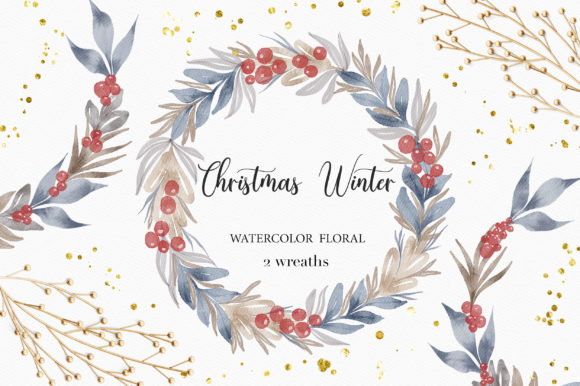 Christmas Winter Floral Wreath Clipart for Branding and Marketing