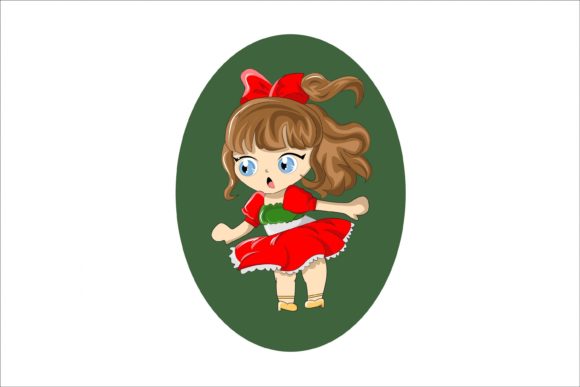 Cute Little Girl in Christmas Skirt Illustration Review