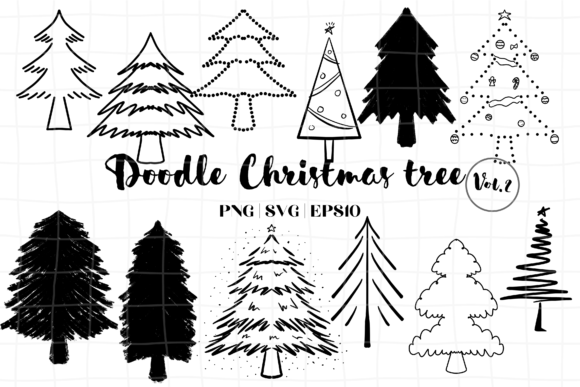 Doodle Christmas Trees Vol.2 Illustrations