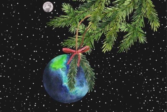 Earth Christmas Bulb Illustration for Local Branding
