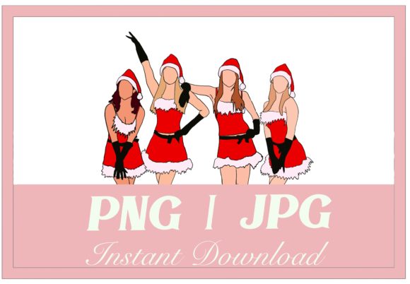 Girls Christmas Mean Rockin Santa Show Illustrations