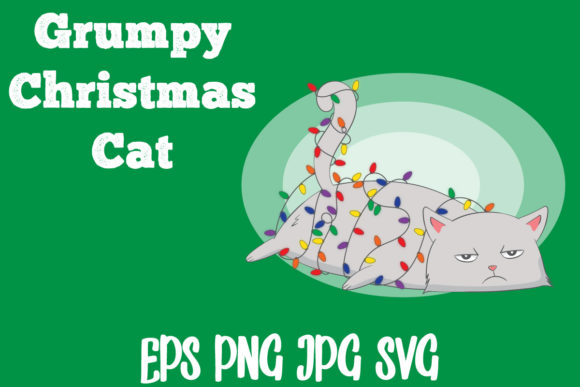 Grumpy Cat with Christmas Lights Illustration Review