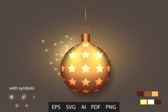 Merry Christmas Golden 3D Ball Illustration