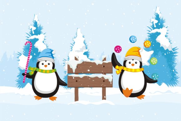 Penguin in Christmas Season Illustrations