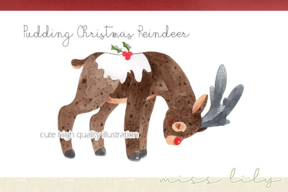 Pudding Christmas Reindeer Illustration Review