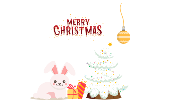 Rabbit Christmas Illustration Vector for Handmade Creations