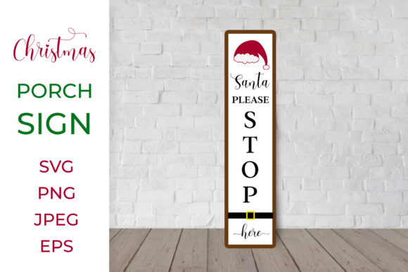 Santa Christmas Vertical Porch Sign SVG Illustrations