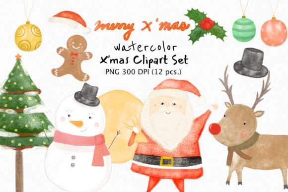 Santa Claus and Friends, Merry Christmas Illustrations